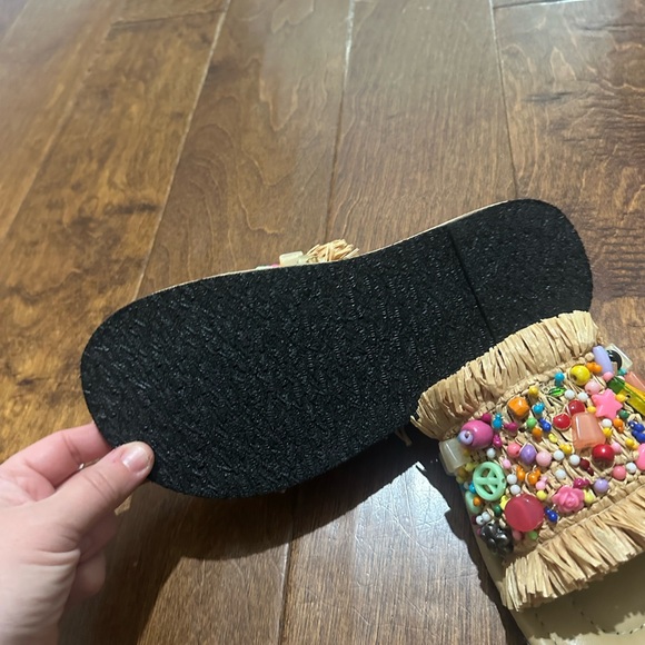 Free People Shipwrecked Multicolor Beaded Raffia Slide Sandals - Picture 6 of 10